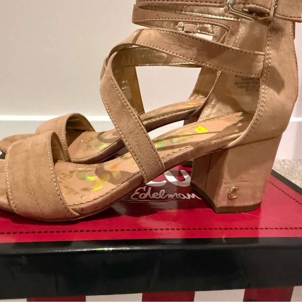 Circus by Sam Edelman Tan Suede Strappy Heeled Sandals - Picture 4 of 8